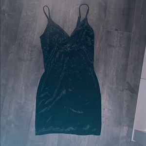 Little black short satin dress
